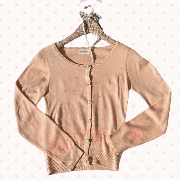 로디스포토 플로럴 진주 핑크 가디건