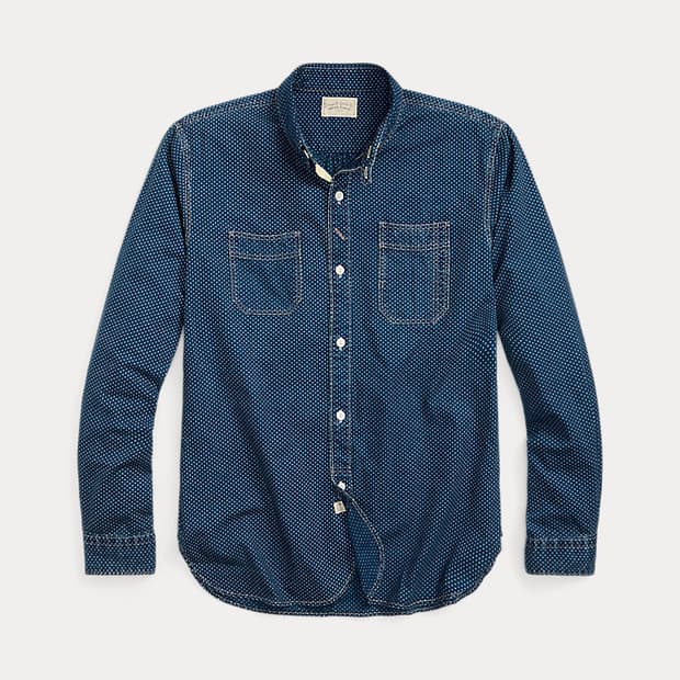 RRL 폴카 도트 인디고 우븐 워크셔츠 M