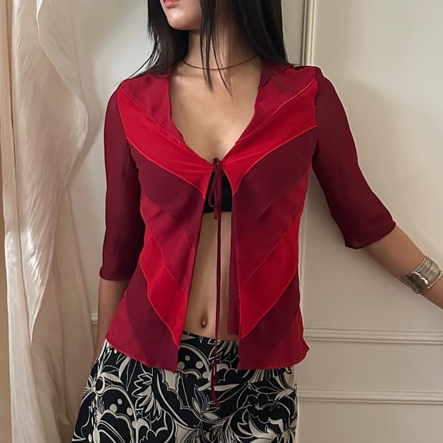 ozz on lapel mesh cardigan