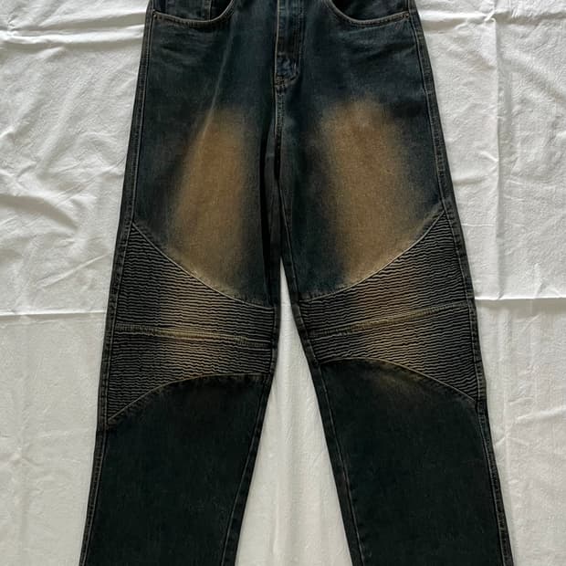 트릴리온 워시드 바이커 와이드 데님 M