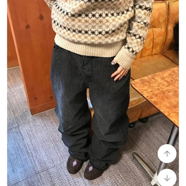 스트라이프 데님 팬츠