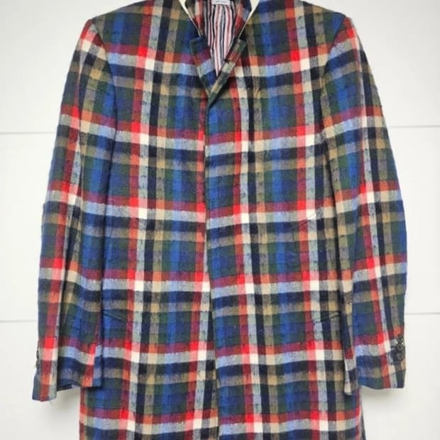 톰브라운 플래드 타탄 체크 코트(0/100슬림/정품)