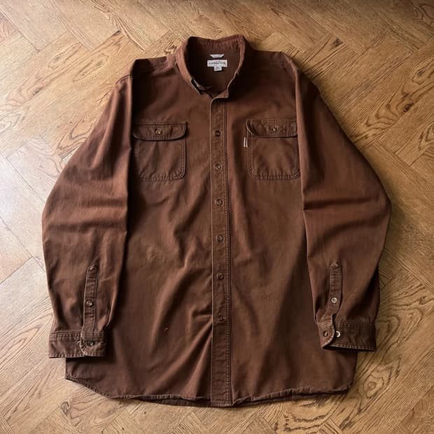 [2XL]칼하트 USA 2포켓 다크브라운 코튼 워크 셔츠