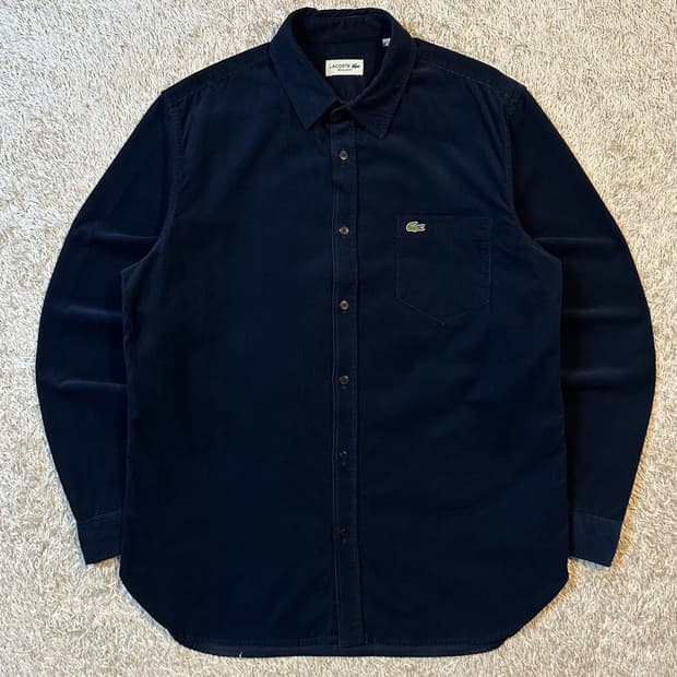 라코스테 LACOSTE 원포켓 스몰로고 코듀로이 셔츠 네이비