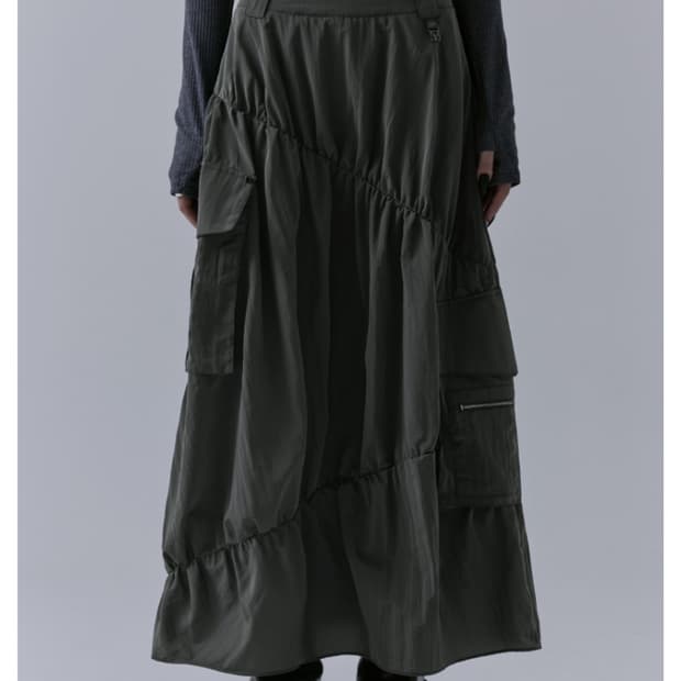 트리밍버드 Nylon Cargo Shirring Skirt 롱스커트