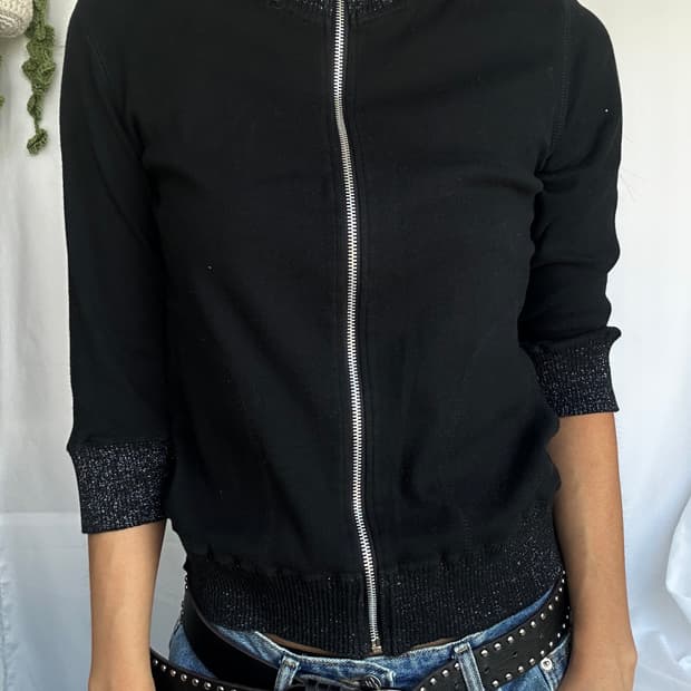 빈티지 7부 집업 가디건