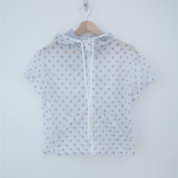 묘랑 star mesh hood zip-up 새상품