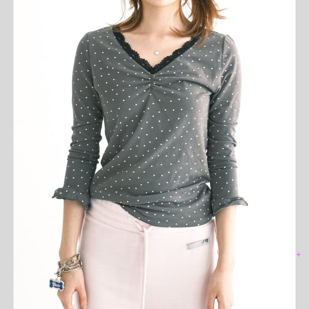 샵페어리 mini heart lace top 차콜