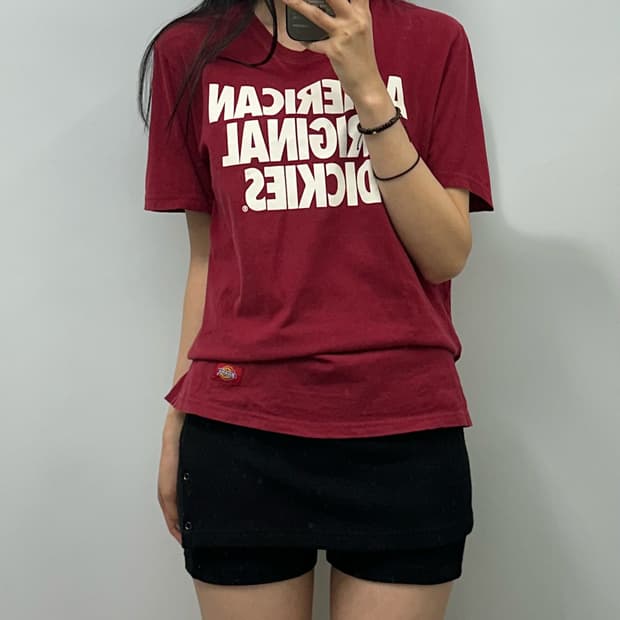디키즈 y2k 와투케 버건디 반팔 티셔츠 