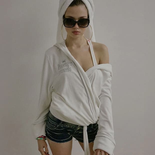 sculptor bath robe hoodie white 로브후디 S