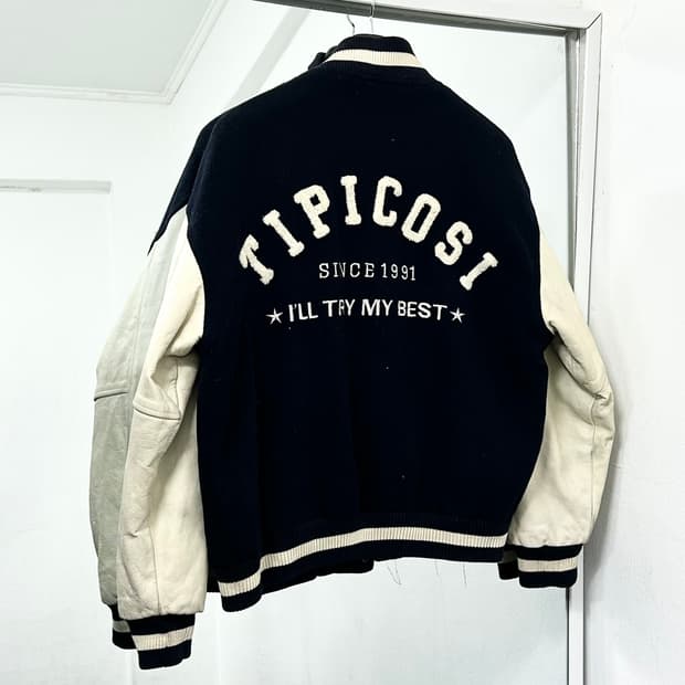 TIPICOSI 레더암 울 바시티 자켓