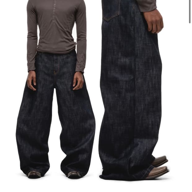 노페이스스튜디오 로우 데님 울트라 루즈핏 블루