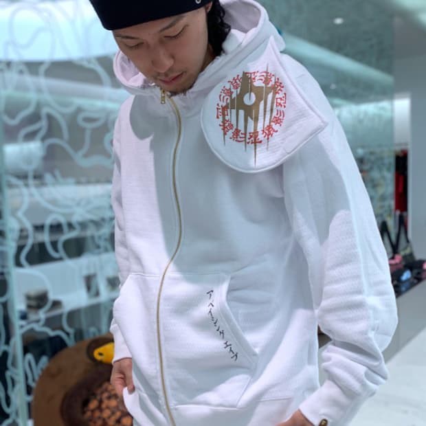 [L] 베이프 2020SS 닌자 마스크 후드집업 화이트