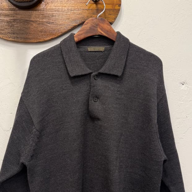 L) Y’s for Men Wool Knit Polo Sweater
