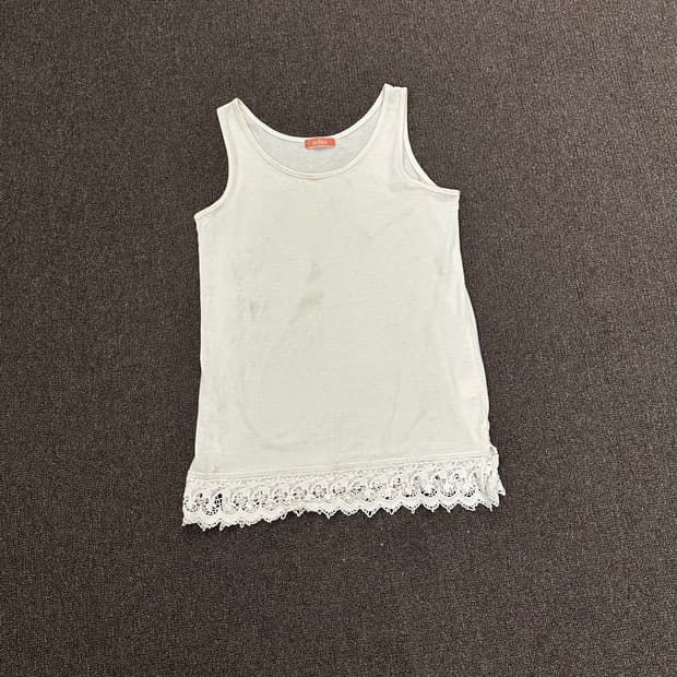 M)Japanese vintage 여성 레이스 디테일 아이보리 나시