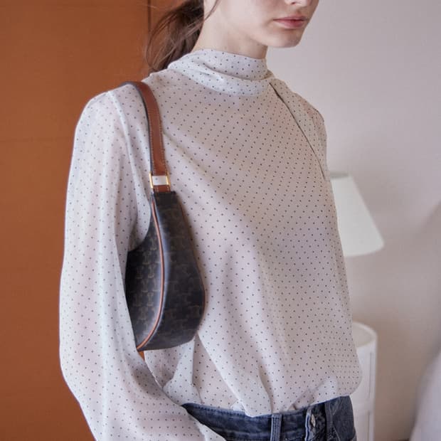 헤인트 SEE-THROUGH DOT TIE BLOUSE 아이보리