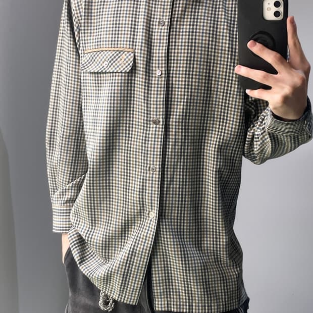 입생로랑 90's YSL 로고 체크셔츠