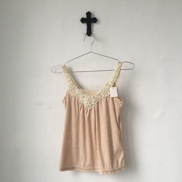 Flower point velvet sleeveless