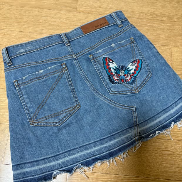 자딕앤볼테르 데님 자수 스커트