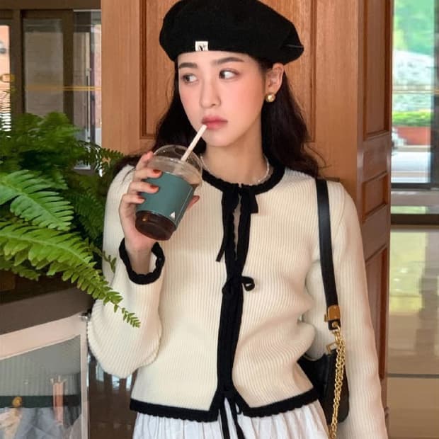 유어네임히얼(Your name here) 리본이가디건 프리사이즈 새상품