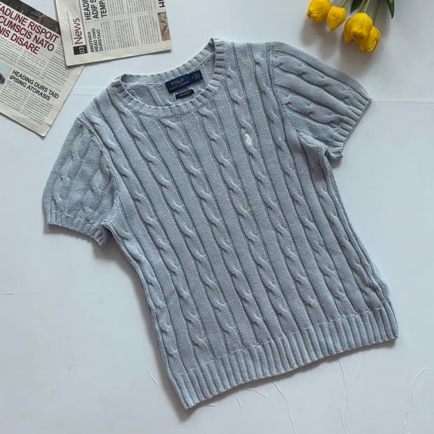 Polo 폴로랄프로렌 파스텔 케이블 반팔 니트