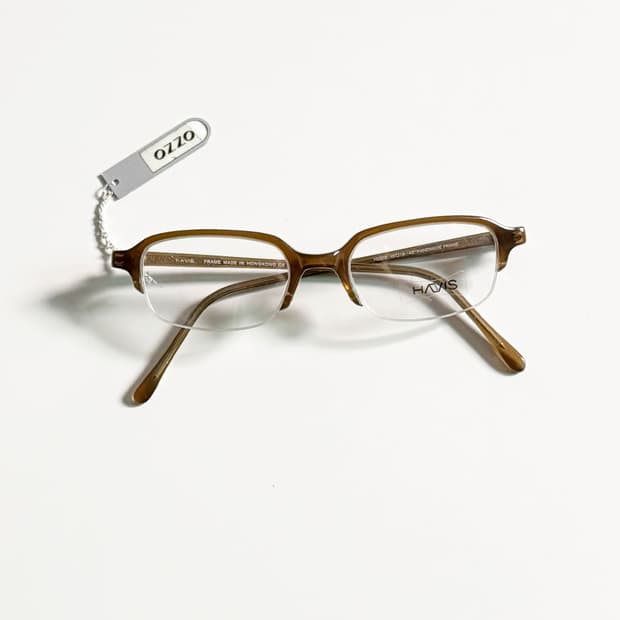 HAVIS 브라운 뿔테 스퀘어 반무테 프레임 빈티지 안경