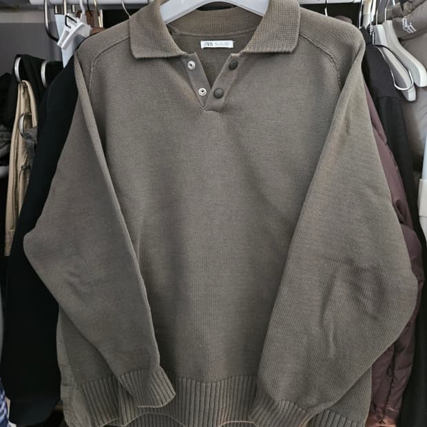 자라 코튼 폴로 니트