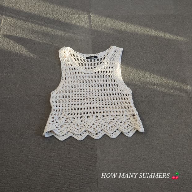 Wcloset 아이보리 니트 슬리브리스