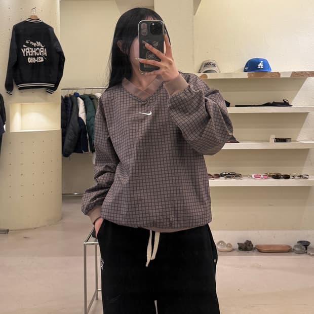 나이키 빈티지 체크 V넥 풀오버 U811