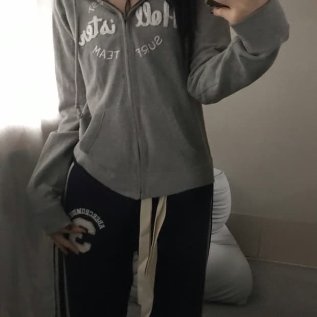 홀리스터 그레이 슬림핏 후드집업