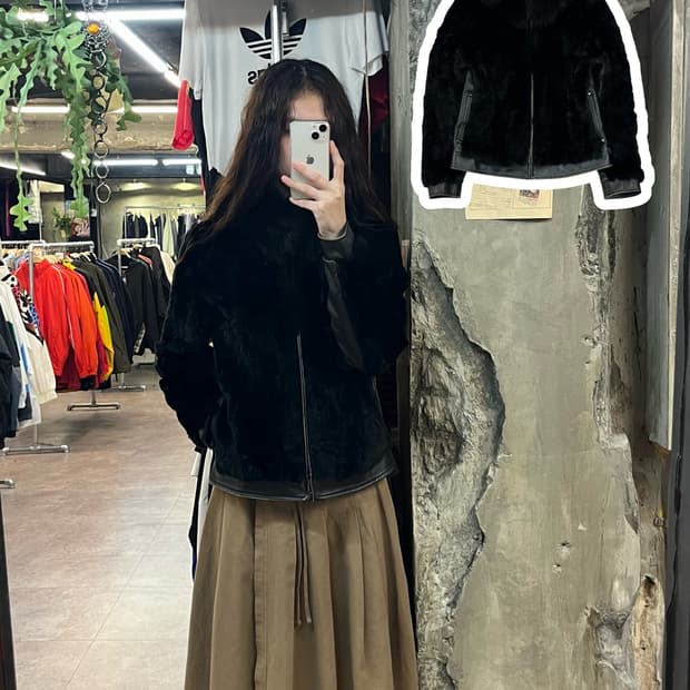 토끼 여우 양가죽 퍼자켓 블랙 66 #csz1967