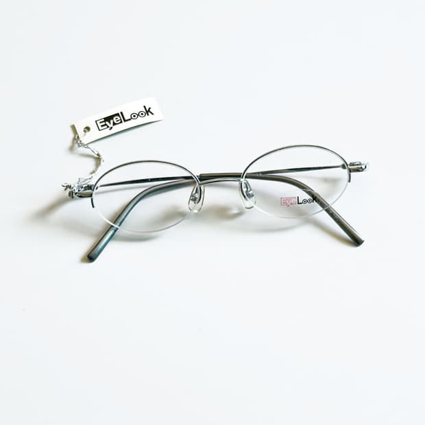 EyeLook 실버 오벌 반무테 메탈 프레임 빈티지 안경