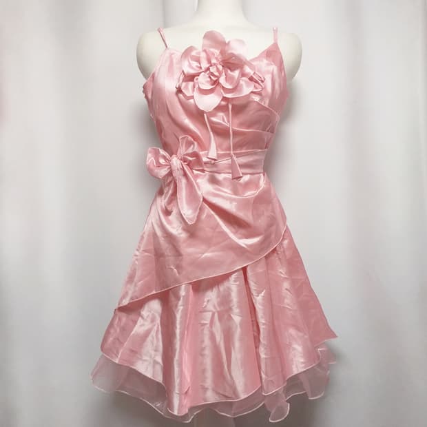 빈티지 리본 레이스프릴 원피스 슬리브리스 히메로맨틱갸루 핀터깔 로리타