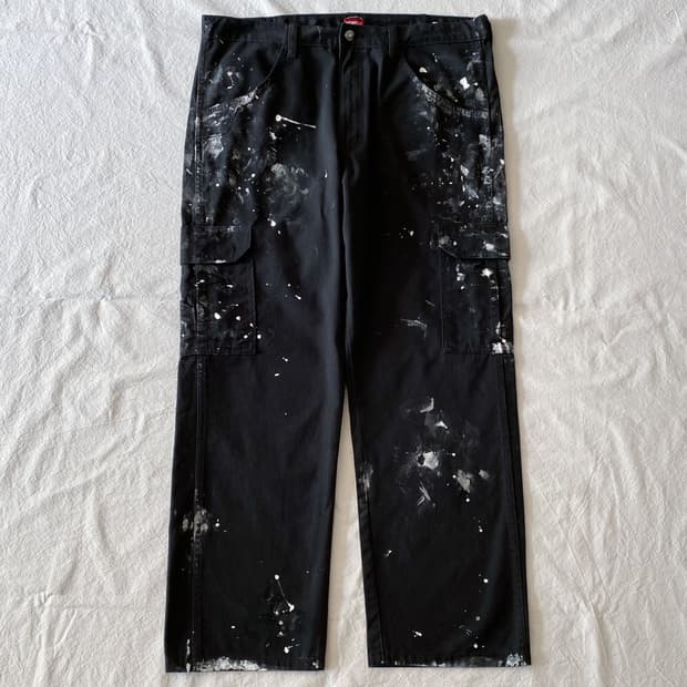 랭글러 페인팅 블랙 카고 팬츠