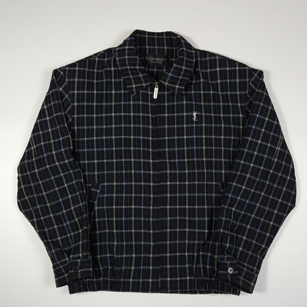 YSL 입생로랑 체크 블루종 자켓