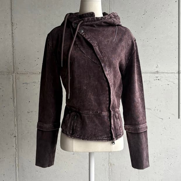 미스치프 ASYMMETRIC HOODIE ZIP-UP 후디 퍼플브라운