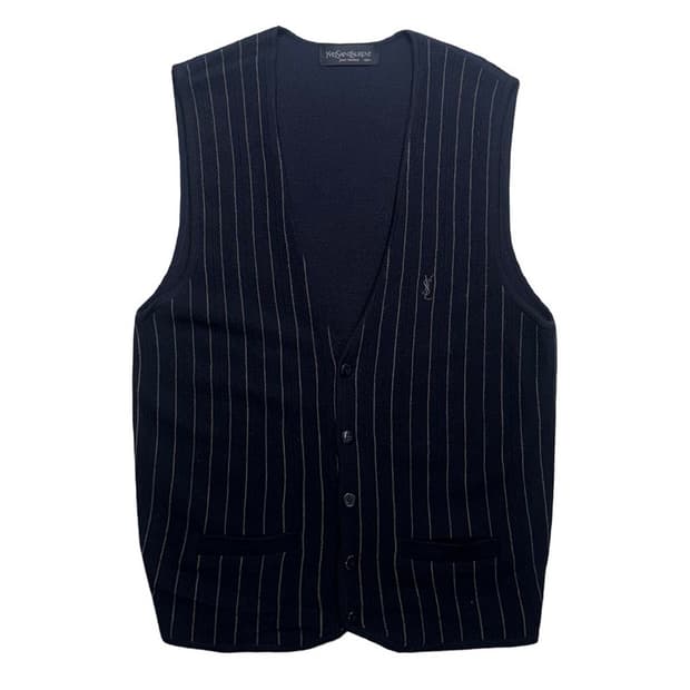 입생로랑 스트라이프 블랙 니트 조끼 100