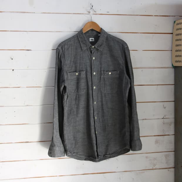 (착용컷) 유니클로 샴브레이 셔츠 (남성용 XL)