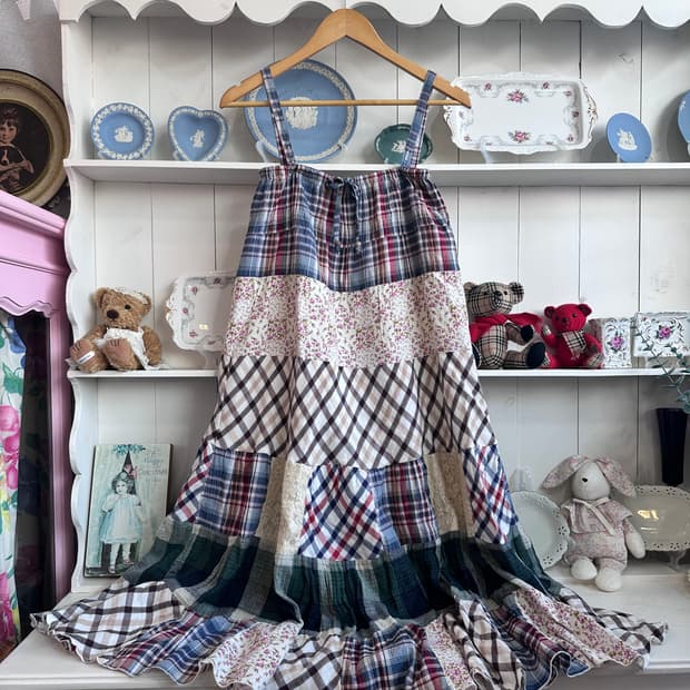 패치워크 플라워 롱 원피스