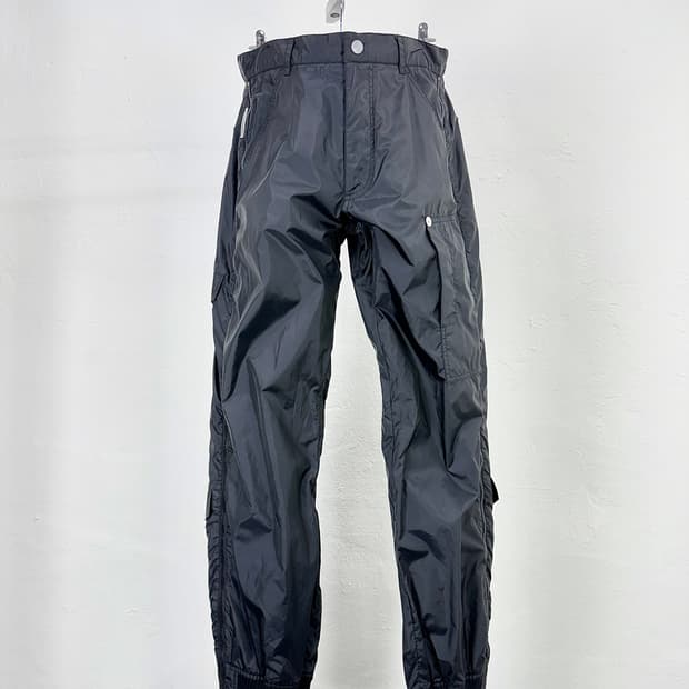 아르마니 진스 나일론 사이드 레그 집 조거 팬츠