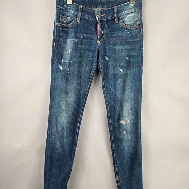 [무료배송]디스퀘어드2 여성 36 스판 밑단 지퍼 스키니 청바지 정품