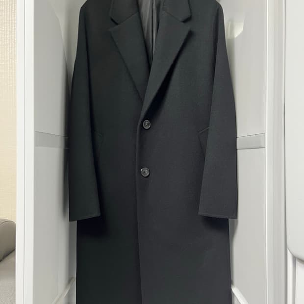 솔리드옴므 블랙 핸드메이드 캐시미어 코트 46사이즈