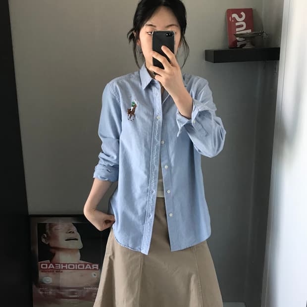 폴로 랄프로렌 빅포니로고 스카이블루 셔츠