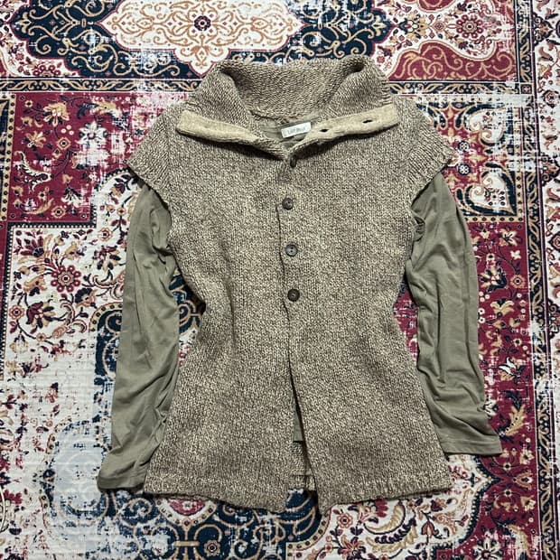 모리걸 니트 반팔 가디건 레이스 버튼 롱슬리브리스 코디