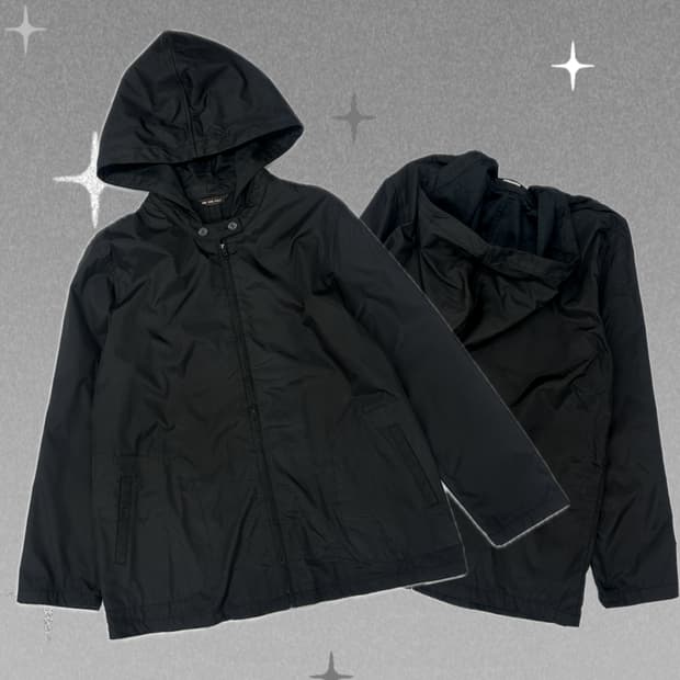 ONE AND HALF 블랙 바람막이 자켓 아우터 일본 빈티지 우비소녀