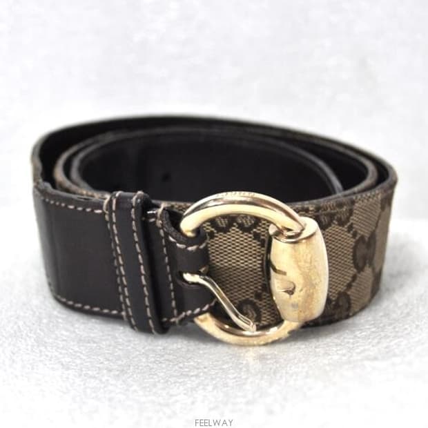 구찌/남성자갸드레더트리밍금장버클벨트(허리28~30)정품