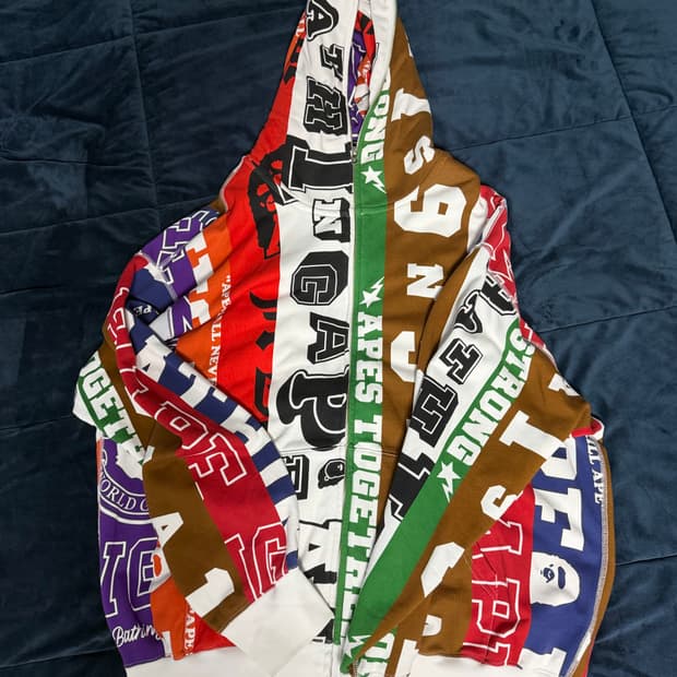 베이프 팬 스카프 풀 집 후디 멀티컬러 XL