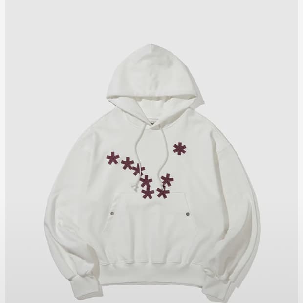 카락터 후드티 (와인 , 화이트)