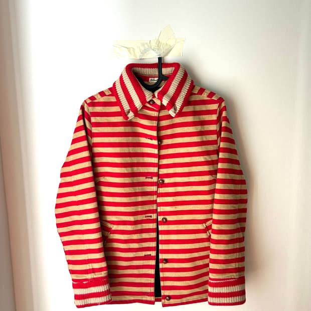 Vintage 코튼 스웨이드 스트라이프 싱글 자켓