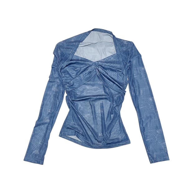 Mesh See-Through Slim Swim Top_Blue
